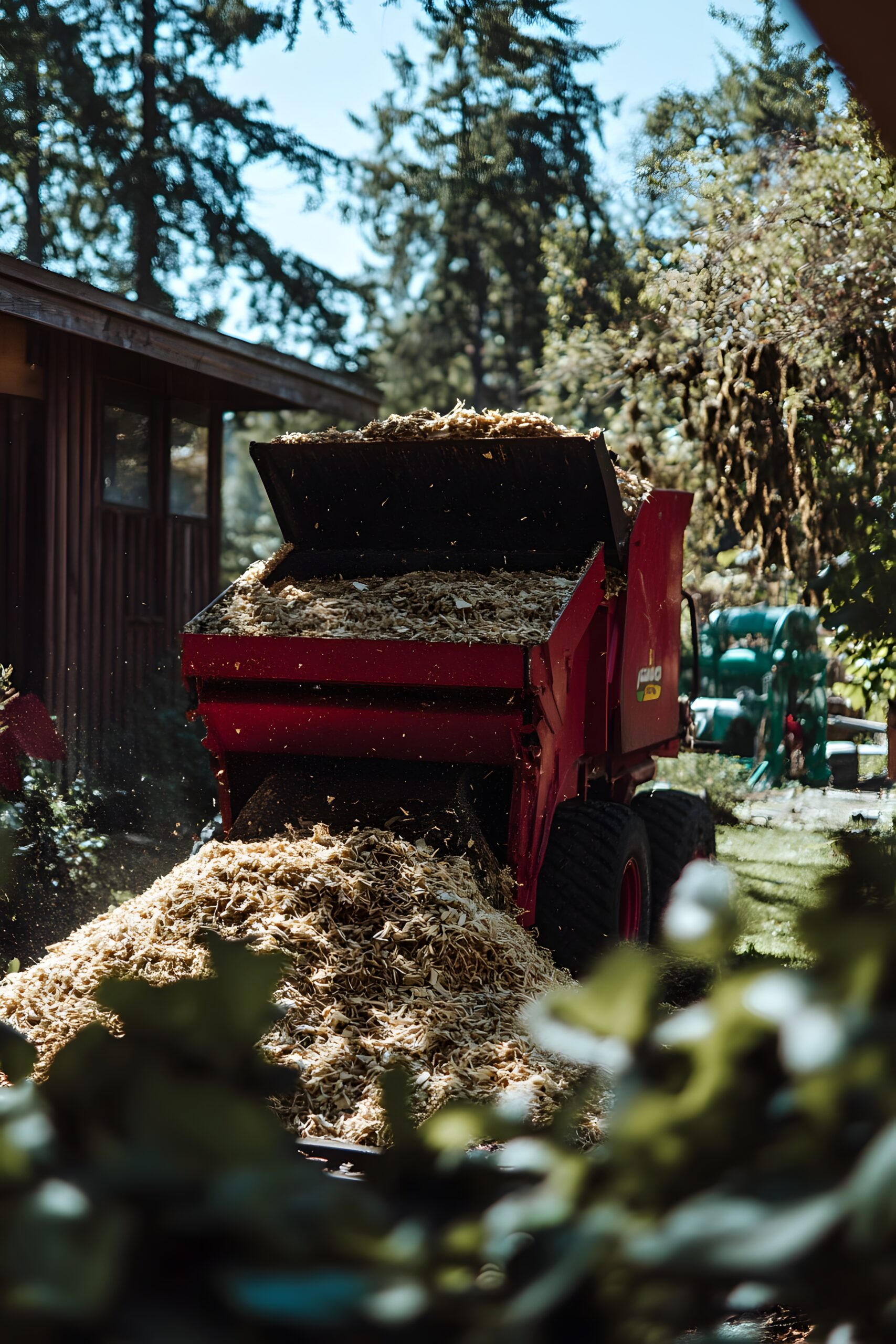 advanced-agricultural-harvesters-highefficiency-machinery-crop-harvesting-modern-farming Excavator bucket dropping dirt into an open trench.